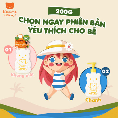 Sữa Dưỡng Thể Kissme Mommy Body Milk Cấp Ẩm Dành Cho Bé Từ 06 Tháng Tuổi Và Làn Da Nhạy Cảm (200G)