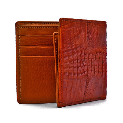 HJ2227 - Bóp nam Huy Hoàng da cá sấu nguyên con nhỏ màu vàng