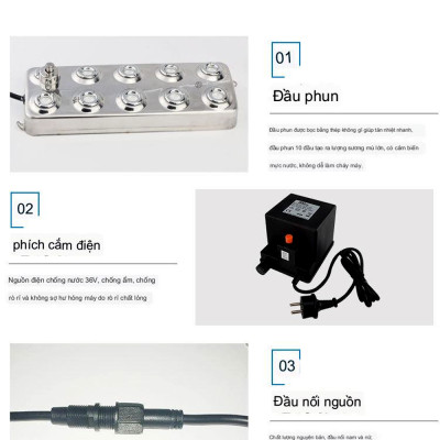 Máy tạo khói hồ cá Koi Loại Lớn 10 đầu, 36V có phao nổi cao cấp