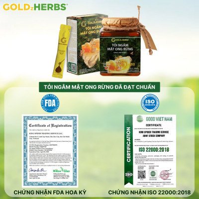 Tỏi ngâm mật ong rừng GoldzHerbs, 100% mật ong nguyên chất – Hũ 300g/ Hộp 15 gói x 10g