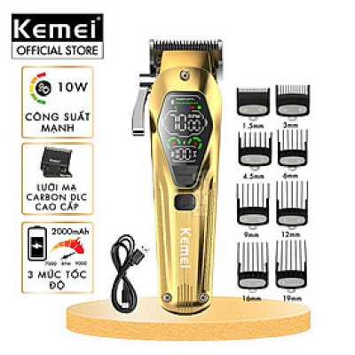 Tông đơ cắt tóc chuyên nghiệp Kemei KM-1698 lưỡi cắt mạ carbon DLC cao cấp công suất siêu mạnh 10W - Chính hãng