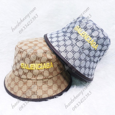 Mũ bucket vành tròn nón tai bèo cụp thêu chữ vải cotton dệt có may tem phía trong, vành nón có viên da phù hợp cho nữ