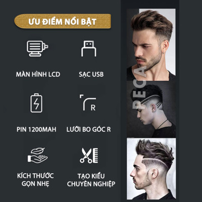 Tông đơ chấn viền Kemei KM-2185 điều chỉnh 2 mức tốc độ, công suất mạnh màn hình LCD tiện lợi - Hàng chính hãng