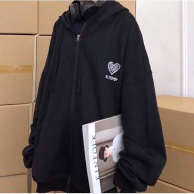 Áo khoác unisex form rộng Nỉ Hàn Quốc Heart nam nữ duyên dáng
