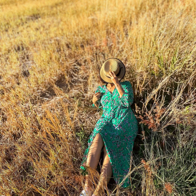 Đầm Midi Dáng Suông Dài Qua Bắp Chân Viscose In Hoa Hà Giang DRE186 Thời trang Hity