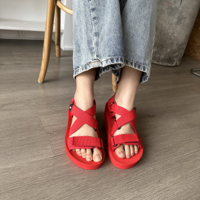 Giày Sandal Nữ The Bily 02W Quai Chéo Đôi - Màu Đỏ BL02WD