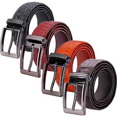 HP4228-29-30-31 - Thắt lưng nam da cá sấu Huy Hoàng gai bụng 4P đầu kim màu đen, nâu đỏ, vàng, nâu đất