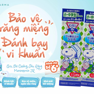 Gel Bôi Chống Sâu Răng Cho Trẻ Từ 6-15 Tuổi Nhật Bản Mondahmin Jr Hương Nho Tuýp 80g