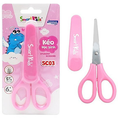 Kéo Học Sinh Dino 135 mm - Smart Kids SC03 - Màu Hồng
