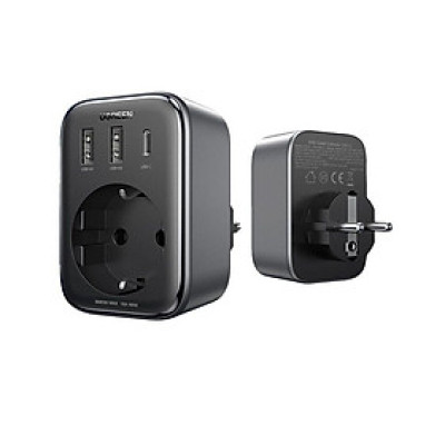 Ugreen 90613 30w 2 cổng USB A và 1 USB-C màu xám 2A1C Sạc điện thoại cắm tường EU tròn CD314 20090613 - Hàng chính hãng