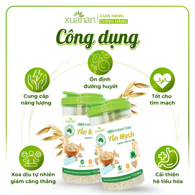 Combo 11 Hộp Yến Mạch Nguyên Chất Ăn Liền Xuân An [ko đường] Hộp 800G (Tặng Kèm 11 Túi Ngũ cốc Gạo Lức Huyết Rồng 200G)
