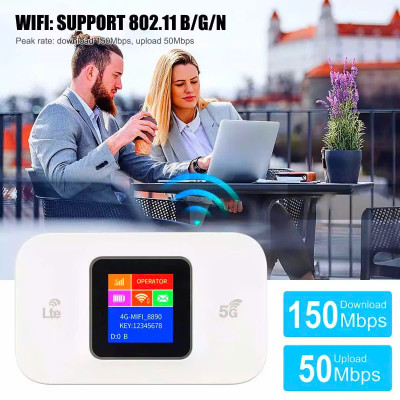 Bộ Phát Sóng WiFi Di Động Tốc Độ Cao 4G/5G LTE 150Mbps - Màn Hình Màu LCD - Phát Sóng Mạnh - Bản Quốc Tế Hỗ Trợ Tất Cả Nhà Mạng - Dung Lượng Pin Cao - Hàng Chính Hãng