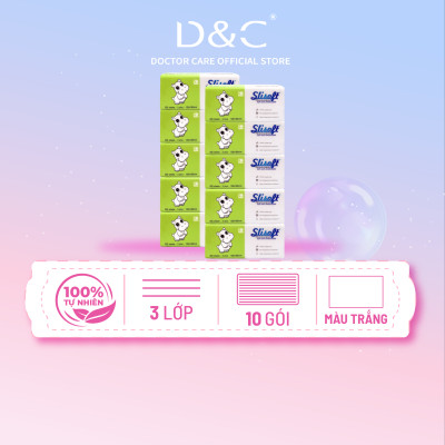 10 Bịch Giấy ăn Slisoft Trắng 3 lớp x 100 tờ đa năng,khăn giấy rút không chất tẩy trắng an toàn cho cả gia đình