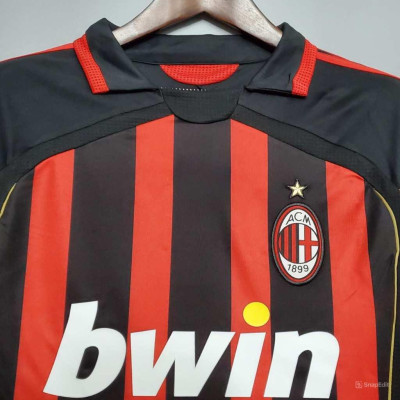 Áo Bóng Đá Retro AC Milan 2006 Dài Tay - Sân Nhà bản cao cấp vải Cotton Polyester