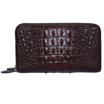 HC3741 - Ví nữ da cá sấu Huy Hoàng nhiều ngăn gai cầm tay màu nâu đất