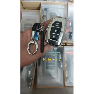 Ốp Chìa Khóa Silicon Tráng Gương Dành Cho Xe Grand I10, Elantra, Tucson - kèm móc treo