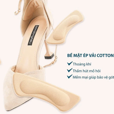 Bộ 2 cặp lót giày 4D bảo vệ gót chân và chống tuột gót giày (loại bầu) 1 CẶP KEM VÀ 1 CẶP ĐEN