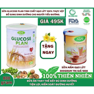 Sữa Hạt Glucose Plan Tinh Chất Gạo Lứt Soyna 800g - Bổ Sung Dinh Dưỡng cho Người Cao Tuổi, Tiểu Đường, Tim Mạch, Mỡ Máu, Xương Khớp, Kiểm Soát Đường Huyết, Bữa Ăn Thay Thế Hoàn Hảo Cho Người Bệnh