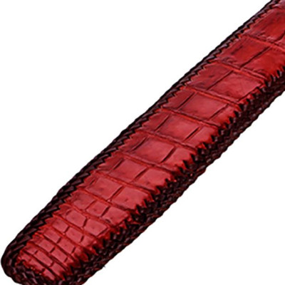 Thắt Lưng Nam Da Cá Sấu Đan Viền Bản Lớn Đầu Kim Huy Hoàng HT4296 - Nâu Đỏ