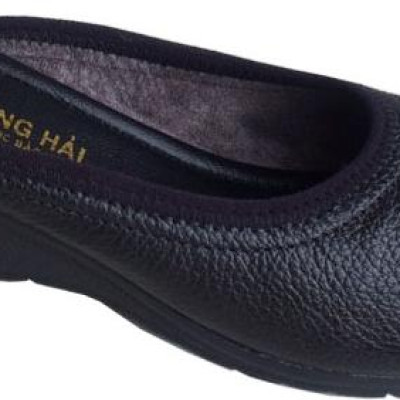 Dép bít mũi nữ Trường Hải đế xuồng cao 4cm da bò thật mềm mại BM177