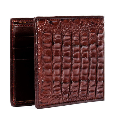 HJ2205 - Bóp nam Huy Hoàng da cá sấu nguyên con màu nâu đỏ