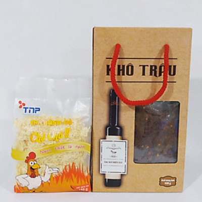 Combo 1 gói chà bông gà TNP 150g và 1 hộp khô trâu mềm TNP 450g