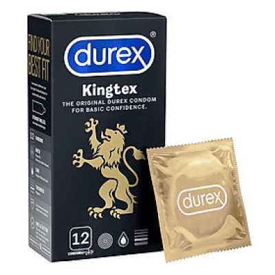 Bao Cao Su Durex Kingtex Đen (12s) - Size Nhỏ 49mm - Ôm Sát - Nhập Khẩu Thái Lan
