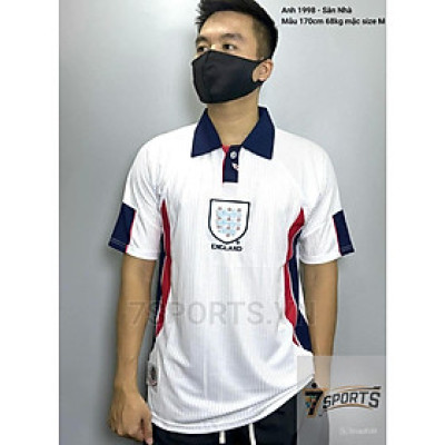 Áo Bóng Đá Retro Tuyển Anh 1998 - Sân Nhà bản cao cấp vải Cotton Polyester
