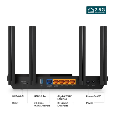 Router WIFI 6 TP-Link Archer AX55 PRO | 2 băng tần 2.4 & 5GHz | 1x WAN/LAN 2.5G | VPN Client | EasyMesh | Bảo hành 2 năm | Hàng Chính Hãng