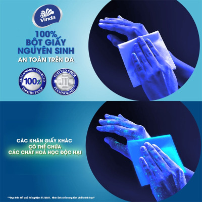 [LỐC 4 GÓI SIZE L] Khăn giấy rút cao cấp Vinda Deluxe 3 lớp 110 tờ size L (4 Gói)