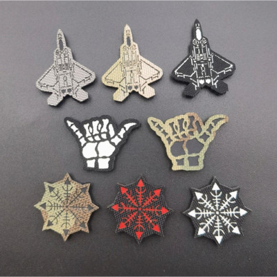 Patch_velcro máy bay F22_la bàn_cử chỉ tay_dạ quang_phản quang