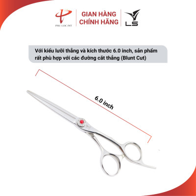 Kéo cắt tóc VLS FA43/6.0 lưỡi convex thẳng quai offset vênh đỡ ngón cố định - Hàng chính hãng