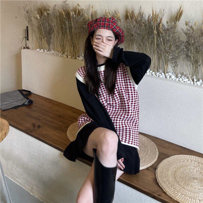 Áo kiểu Dệt Kim Cổ Tròn Không Tay Họa Tiết Caro Thời Trang Cho Nữ