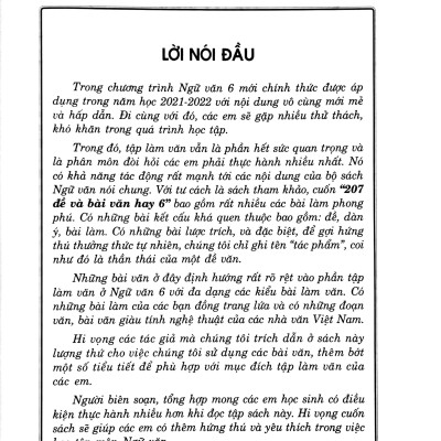 207 Đề Và Bài Văn Hay 6 (Theo Chương Trình Giáo Dục Phổ Thông Mới)