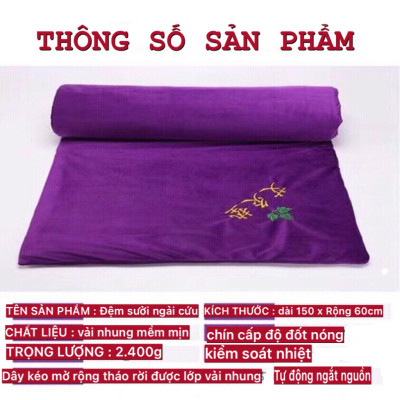Thảm ngải cứu đông y Trung Hoa 60*150cm sưởi ấm, hỗ trợ điều trị đau mỏi vai gáy xương khớp, Đệm sưởi điện ngải cứu đông y - Hàng chính hãng