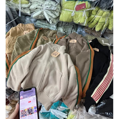 Áo khoác chống nắng cho nữ Viền Sọc Cổ Trụ Dáng Lửng thời trang cực hót-A2102