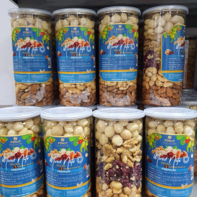 Mixed Nuts 5 loại hạt dinh dưỡng macca, hạt điều, óc chó đỏ, óc chó vàng, hạnh nhân đã tách vỏ ( hũ 250gr)