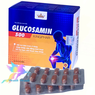 Viên uống bổ khớp Glucosamin 500 Kingphar, hộp 100v, hỗ trợ các vấn đề về xương khớp