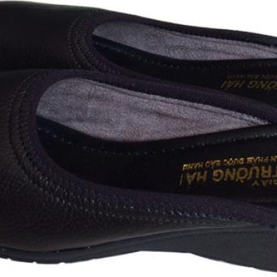 Dép bít mũi nữ Trường Hải đế xuồng cao 4cm da bò thật mềm mại BM177