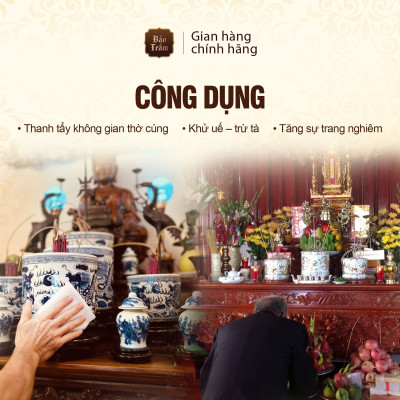Combo Tròn Tâm Vẹn Nghĩa – Khăn Bao Sái Bảo Trầm + Nhang Trầm Nguyên Chất 180g | Thanh Tịnh, An Toàn