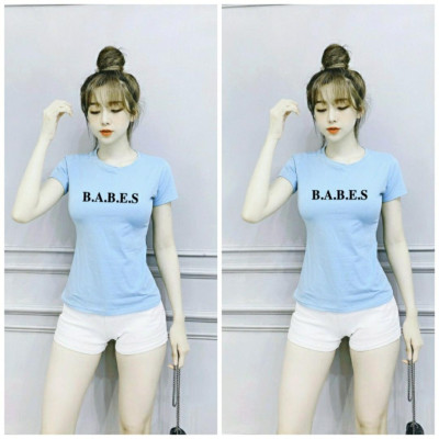 Áo thun nữ MXM cổ tròn in chữ B.A.B.E.S form ôm body thun cotton 4 chiều từ 40-52kg ( ANU006 )