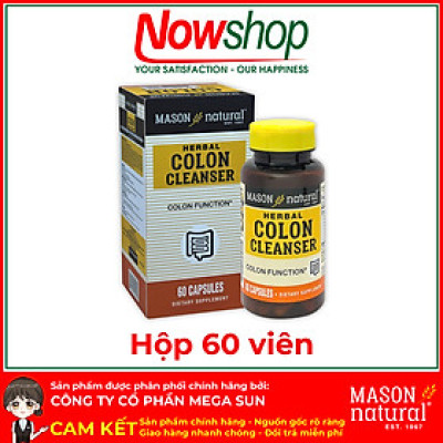 Colon Cleanser Mason Natural Hộp 100 viên làm sạch đại tràng giảm đầy hơi tiêu hóa khỏe ngừa táo bón