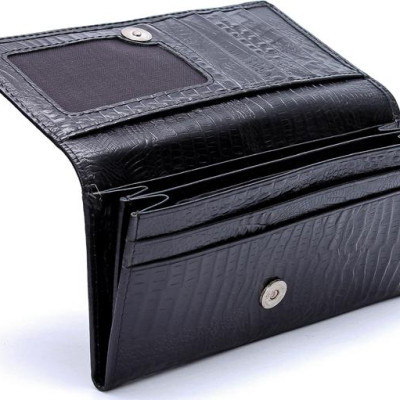 Ví nữ da bò vân cá sấu nhỏ 2 gấp nhiều màu Huy Hoàng HT3101-02-03-04