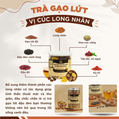 [Vị Cúc Long Nhãn] Combo 2 Hộp Trà Gạo Lứt Đậu Đen GUfoods 500g - Thanh Nhiệt, Giải Khát, Cải Thiện Giấc Ngủ
