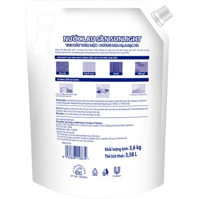 Nước Lau Sàn Sunlight Tinh Dầu Thảo Mộc Hương Hoa Hạ Bạc Hà Túi 3.6KG