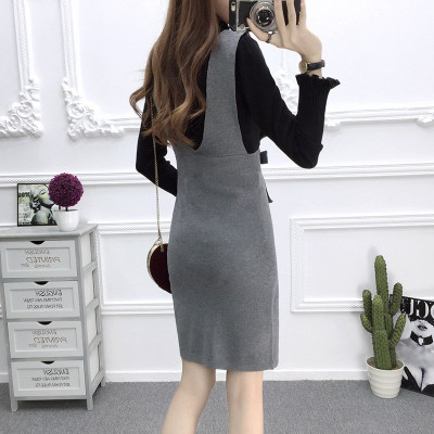 Đầm len nữ , đầm yếm ôm body phối cúc xinh xắn AL103