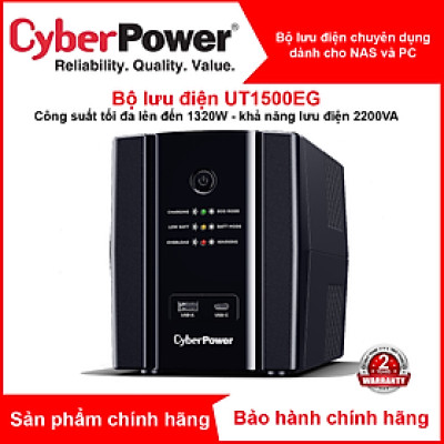Bộ lưu điện UPS CyberPower UT2200EG (2200VA/1320W) - Tích hợp điều khiển Nas, pc - Hàng Chính Hãng