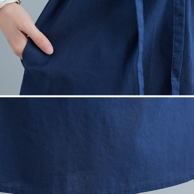 Đầm bầu suông linen cổ tròn ngắn tay mặc hè, chất linen tự nhiên mềm mát Haint Boutique B84