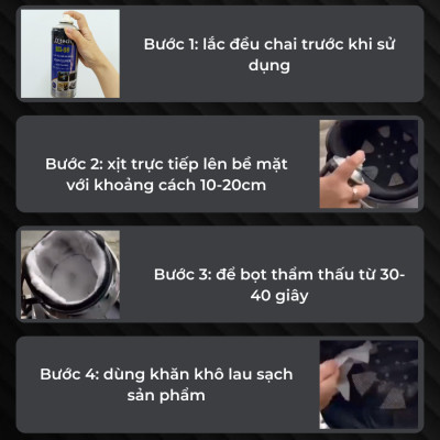 Bình Xịt Tạo Bọt Vệ Sinh Nội Thất Ô Tô, Sofa, Da, Giày, Vệ Sinh Đa Năng O’tech BX-10 Multi-Purpose Foam Cleaner - Hàng Chính Hãng