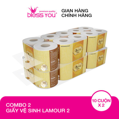 Combo 2 Lốc Giấy vệ sinh Bless You Lamour 2 (Lốc 10 cuộn)